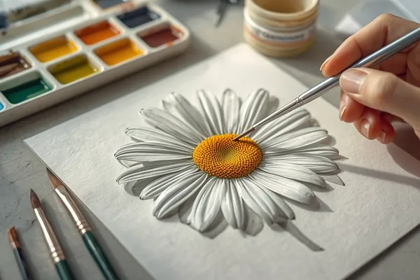 Degradê suave aquarela em pétalas de margarida realista