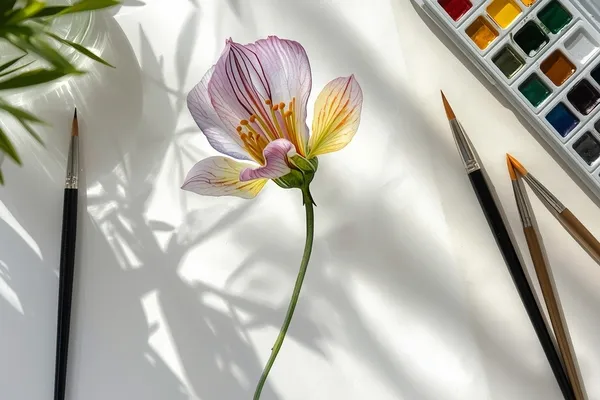 processo de pintura de flores silvestres realistas em aquarela botânica