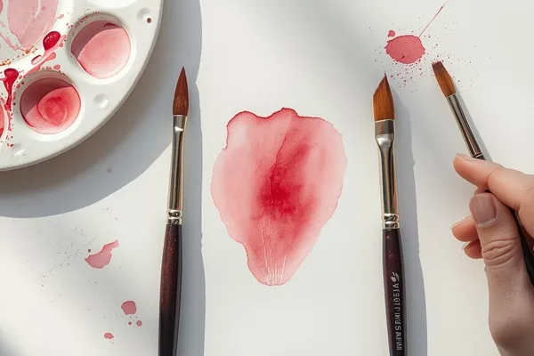 pincéis para pétalas de rosas na aquarela botânica