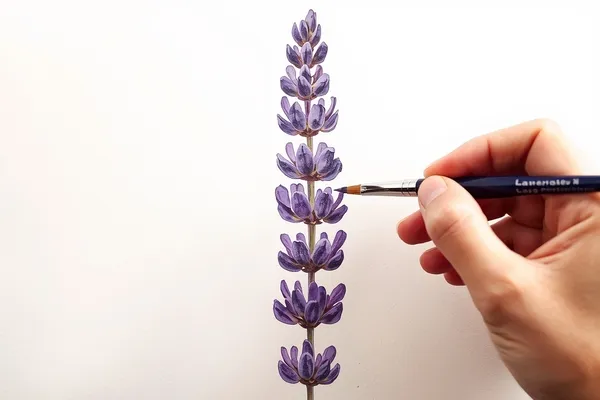 Lavanda pintada com técnicas de sobreposição na aquarela botânica