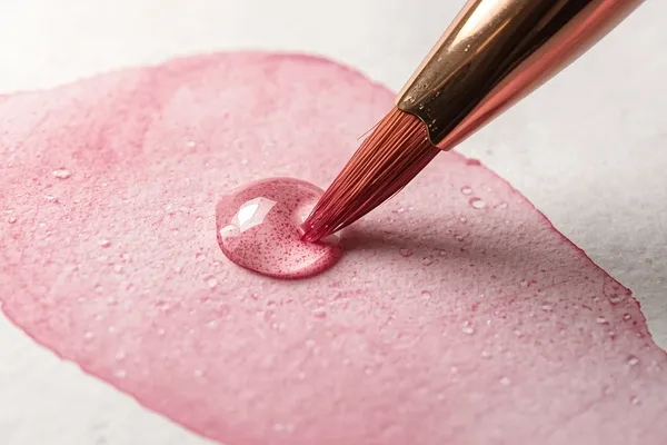 Rosa sendo pintada em aquarela botânica com técnica para controlar água nas pétalas.