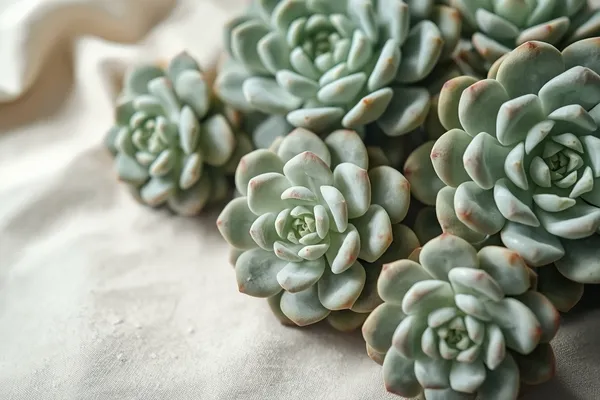 Geometria das suculentas aquarela mostrando volume das folhas e pontas avermelhadas em planta carnosa com luz natural