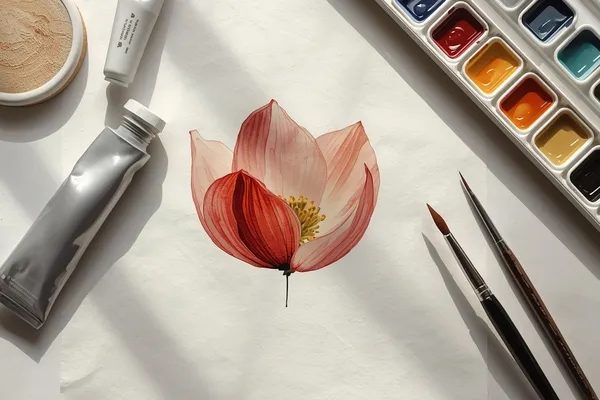 tintas em tubos ou pastilhas para pintar pétalas delicadas
