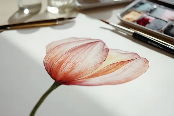planejamento de camadas na aquarela botânica com lavagens suaves e realistas