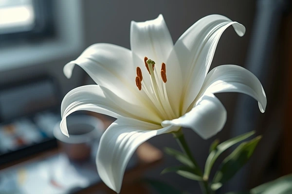 Fotografia macro de uma flor branca com iluminação lateral revelando como observar variações de cor em pétalas claras para pintura em aquarela botânica realista.