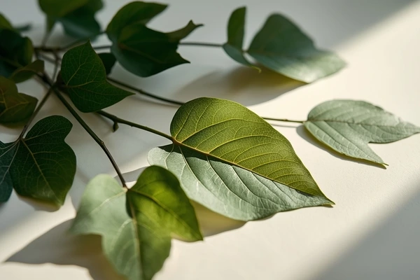 Folhas de hera na aquarela botânica com veios naturais e variações sutis de verde