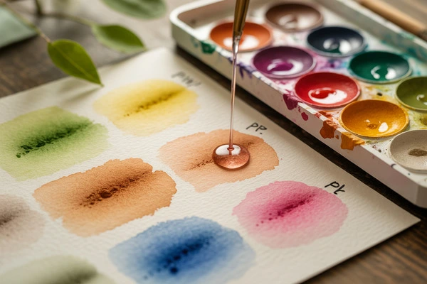 Pigmentos orgânicos e inorgânicos na aquarela botânica aplicados em pintura floral realista com paleta de cores naturais